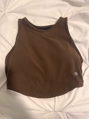 Glowmode Brown Cropped Athletic Tank Top
